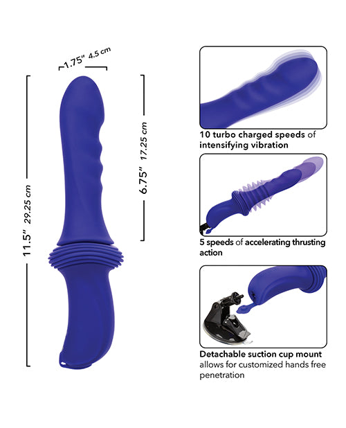 Overdrive Ridged Shaft Remote Control Sex Machine - Blue