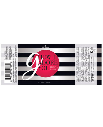 Sensuva G, How I Adore You – 1.7 oz G-Spot Stimulant Gel