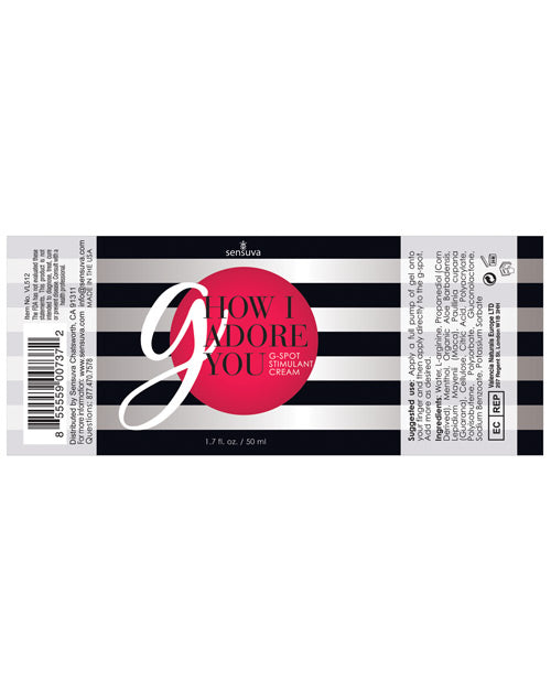 Sensuva G, How I Adore You – 1.7 oz G-Spot Stimulant Gel