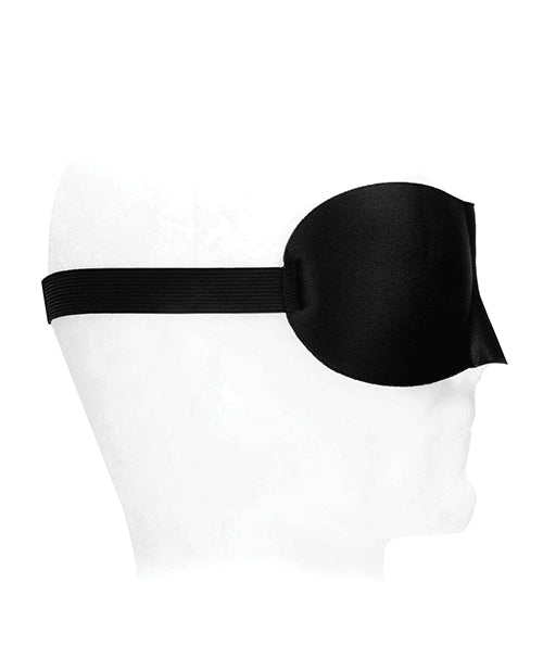 Shots Ouch Black & White Satin Curvy Eye Mask w/Elastic Straps - Black