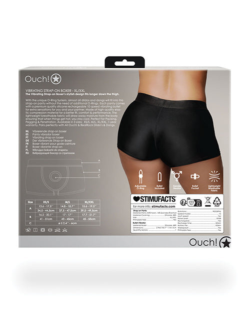 Shots Ouch Vibrating Strap On Boxer - Black