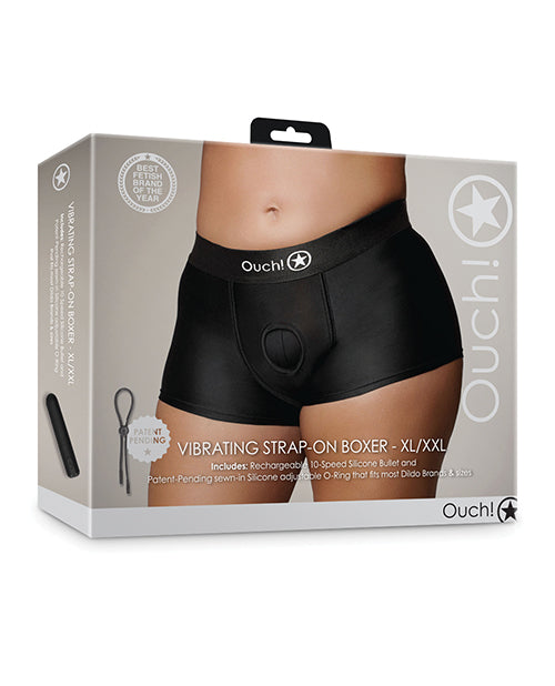 Shots Ouch Vibrating Strap On Boxer - Black