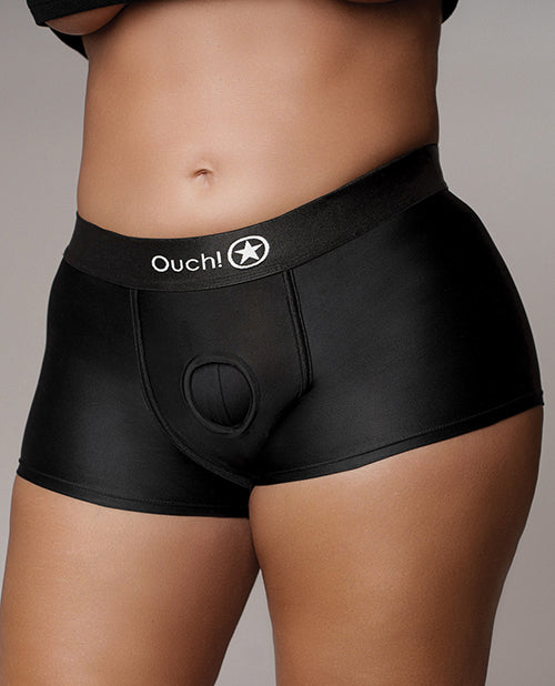 Shots Ouch Vibrating Strap On Boxer - Black