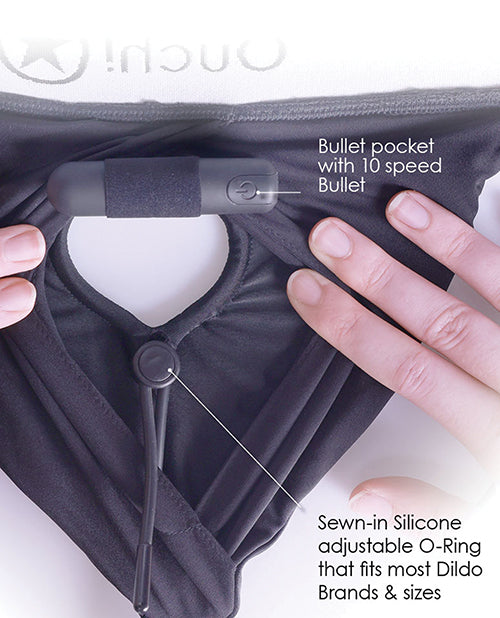 Shots Ouch Vibrating Strap On Boxer - Black