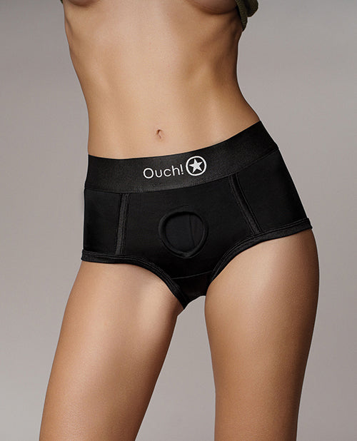 Shots Ouch Vibrating Strap On Brief - Black