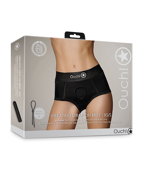 Shots Ouch Vibrating Strap On Brief - Black