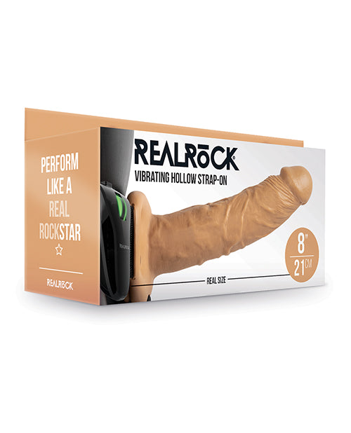 Shots Realrock 8" Vibrating Hollow Strap On W/o Balls