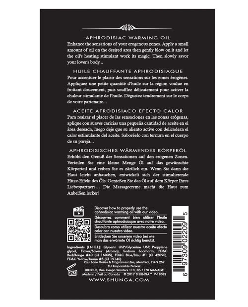 Shunga Warming Oil - 3.5 Oz Midnight Sorbet