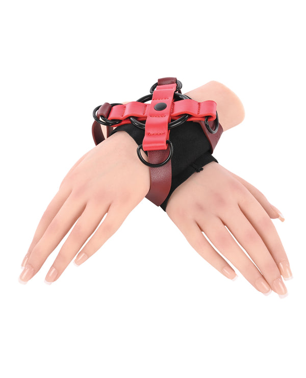 Sex & Mischief Ex's & Oh's Cross Cuffs - Red/Black