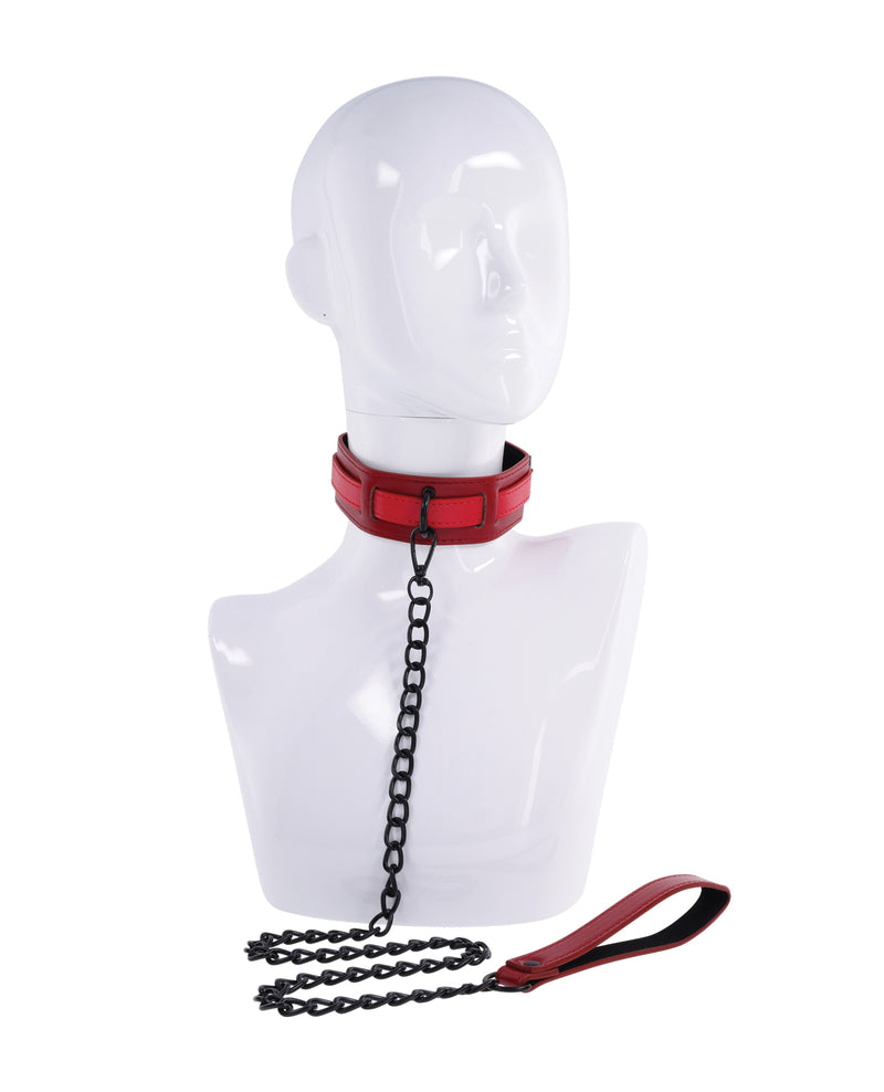 Sex & Mischief Ex's & Oh's Collar & Leash - Red/Black