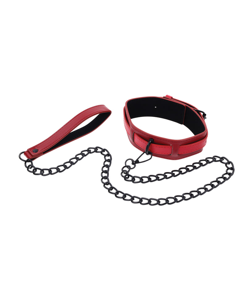 Sex & Mischief Ex's & Oh's Collar & Leash - Red/Black