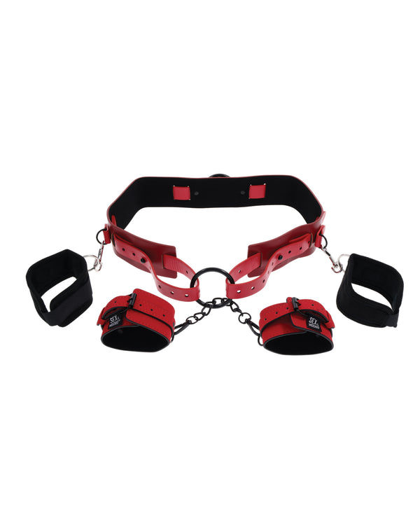 Sex & Mischief Ex's & Oh's Bound & Belted - Red/Black