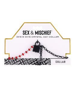 Sex & Mischief Ex's & Oh's Crystal Day Collar - Red/Black