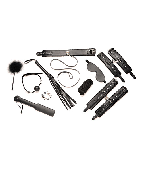 Master Series Hook Up 10pc Plush Bondage Set - Black