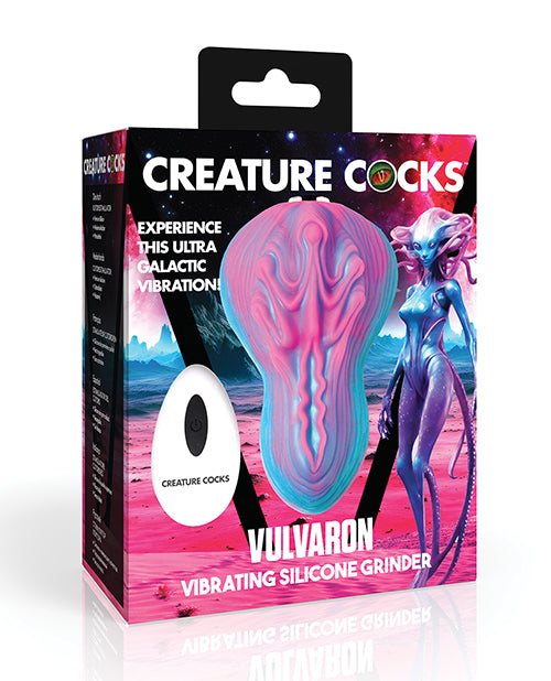 NO ETA Creature Cocks Vulvaron Vibrating Silicone Grinder w/Remote Control - Pink/Teal/Purple