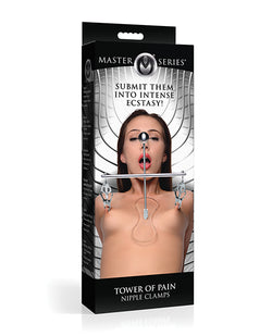 Master Series Tower of Pain Nipple Clamps - Silver Ship My Sex Toys Master Series Tower of Pain Nipple Clamps - Silver Ship My Sex Toys