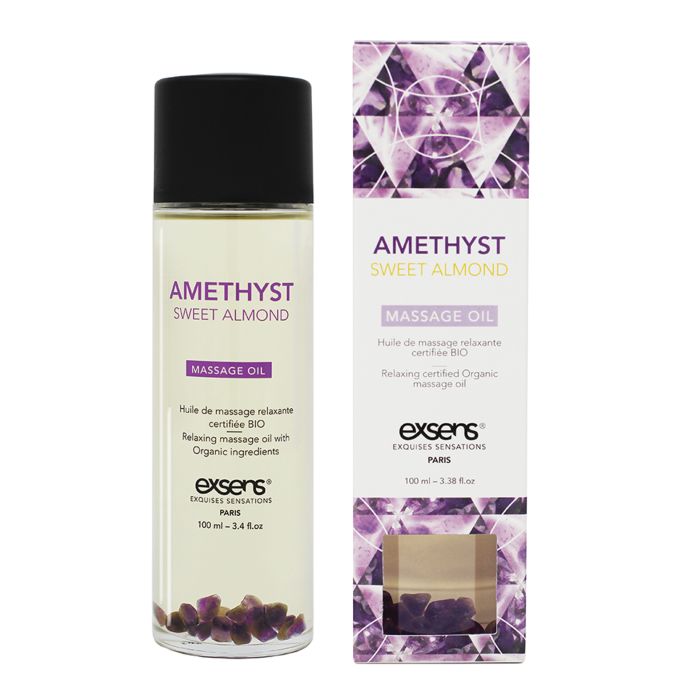EXSENS of Paris Organic Massage Oil w/Stones - Amethyst Sweet Almond Shipmysextoys