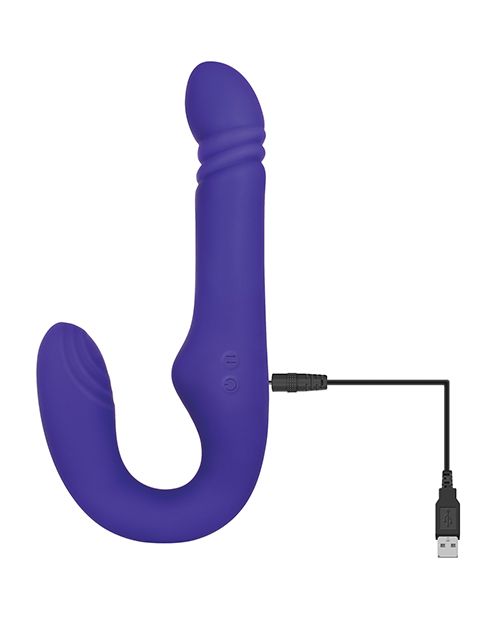 Eve's Ultimate Thrusting Strapless Strap On - Purple Shipmysextoys