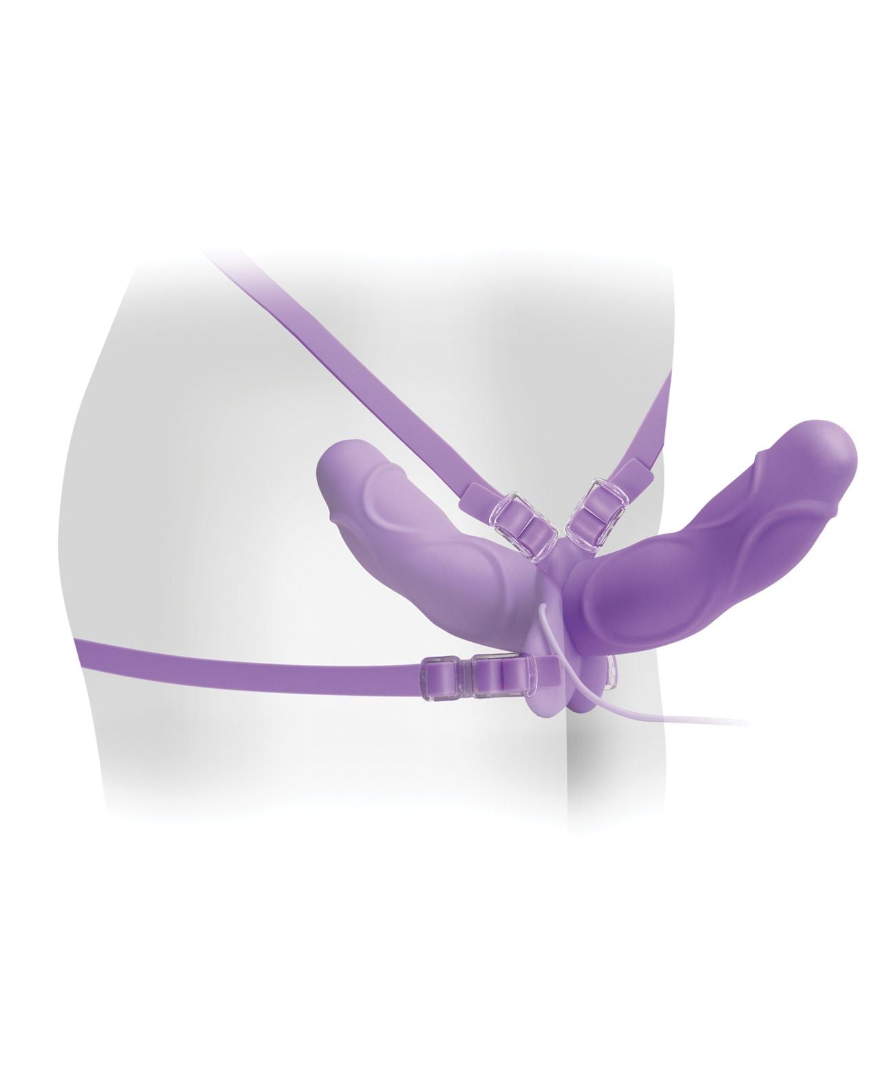 Fetish Fantasy Elite Vibrating Double Delight Strap On - Purple Shipmysextoys