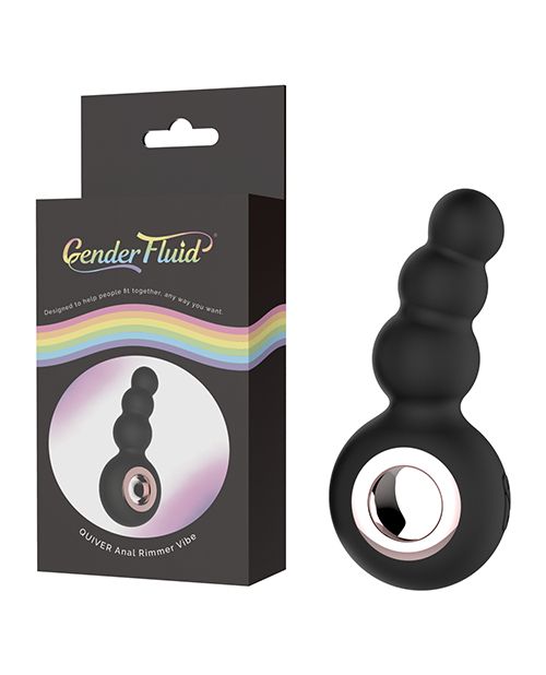 Gender Fluid Quiver Anal Ring Bead Vibe - Black Shipmysextoys