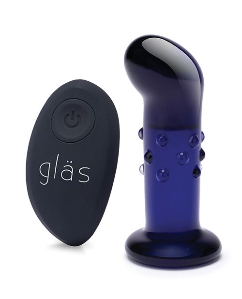 Glas 4" Rechargeable Vibrating Dotted G Spot/P Spot Plug - Blue Shipmysextoys