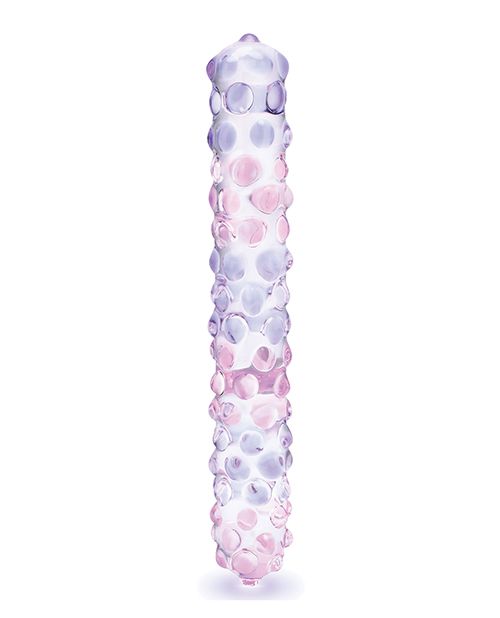 Glas 9" Purple Rose Nubby Glass Dildo - Purple/Pink Shipmysextoys