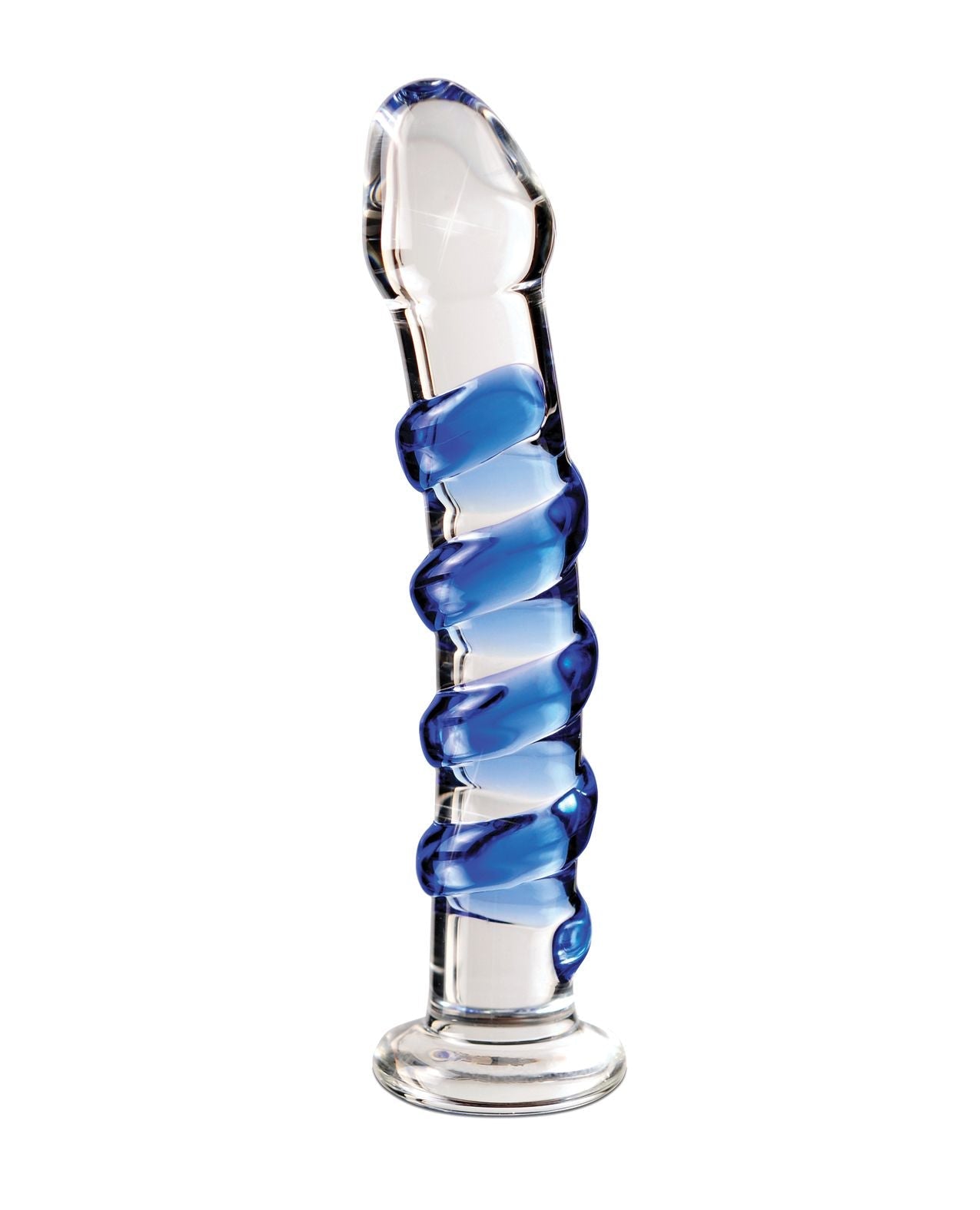 Icicles No. 5 Hand Blown Glass Massager - Clear w/Blue Swirls Shipmysextoys