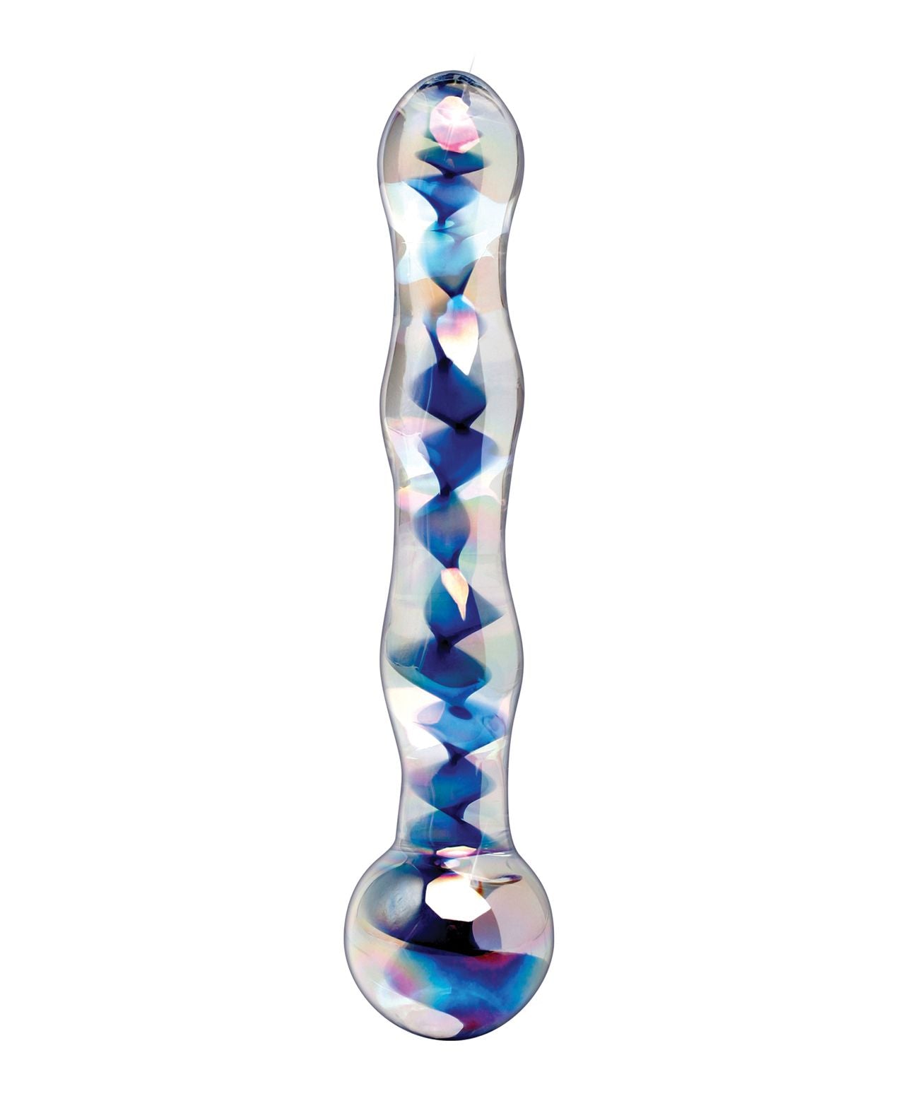 Icicles No. 8 Hand Blown Glass Massager - Clear w/Inside Blue Swirls Shipmysextoys