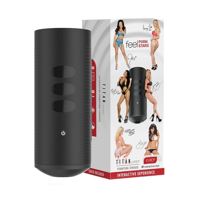 Kiiroo Titan The Experience Interactive Vibrating Stroker - Black Shipmysextoys