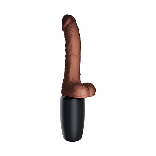 King Cock Plus Thrusting, Warming & Vibrating 7.5" Triple Threat Dong - Brown Shipmysextoys