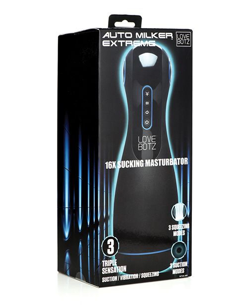 LoveBotz Auto Milker Extreme 16x Sucking Masturbator - Black Shipmysextoys