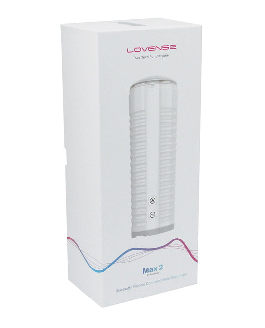 Lovense Max 2 Rechargeable Male Masturbator w/ White Case - Clear Sleeve Shipmysextoys