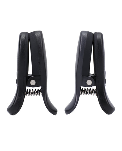 Merci Vibro Grippers rechargeable vibrating nipple clamps in black with adjustable grip and wireless design