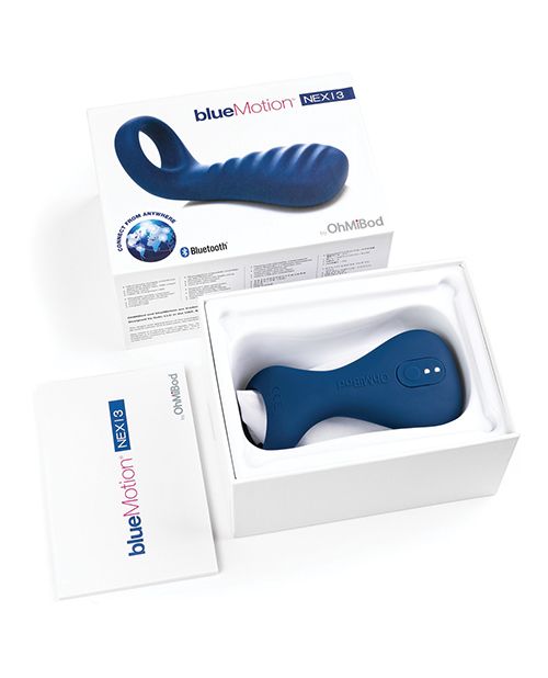 OhMiBod Blue Motion Nex 3 Bluetooth Couples Ring - Cobalt Blue Shipmysextoys