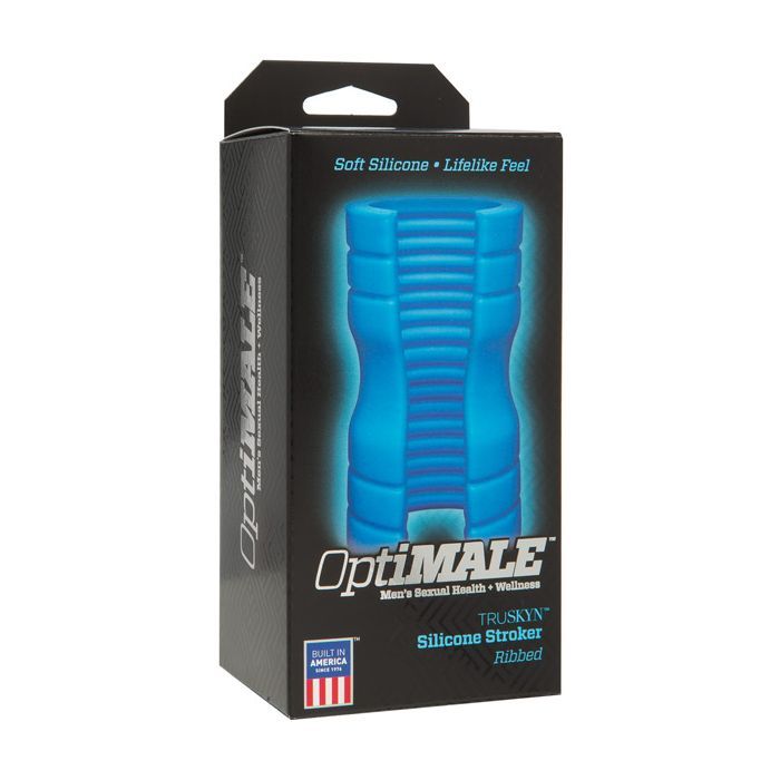 OptiMale Truskyn Silicone Stroker Ribbed - Blue Shipmysextoys