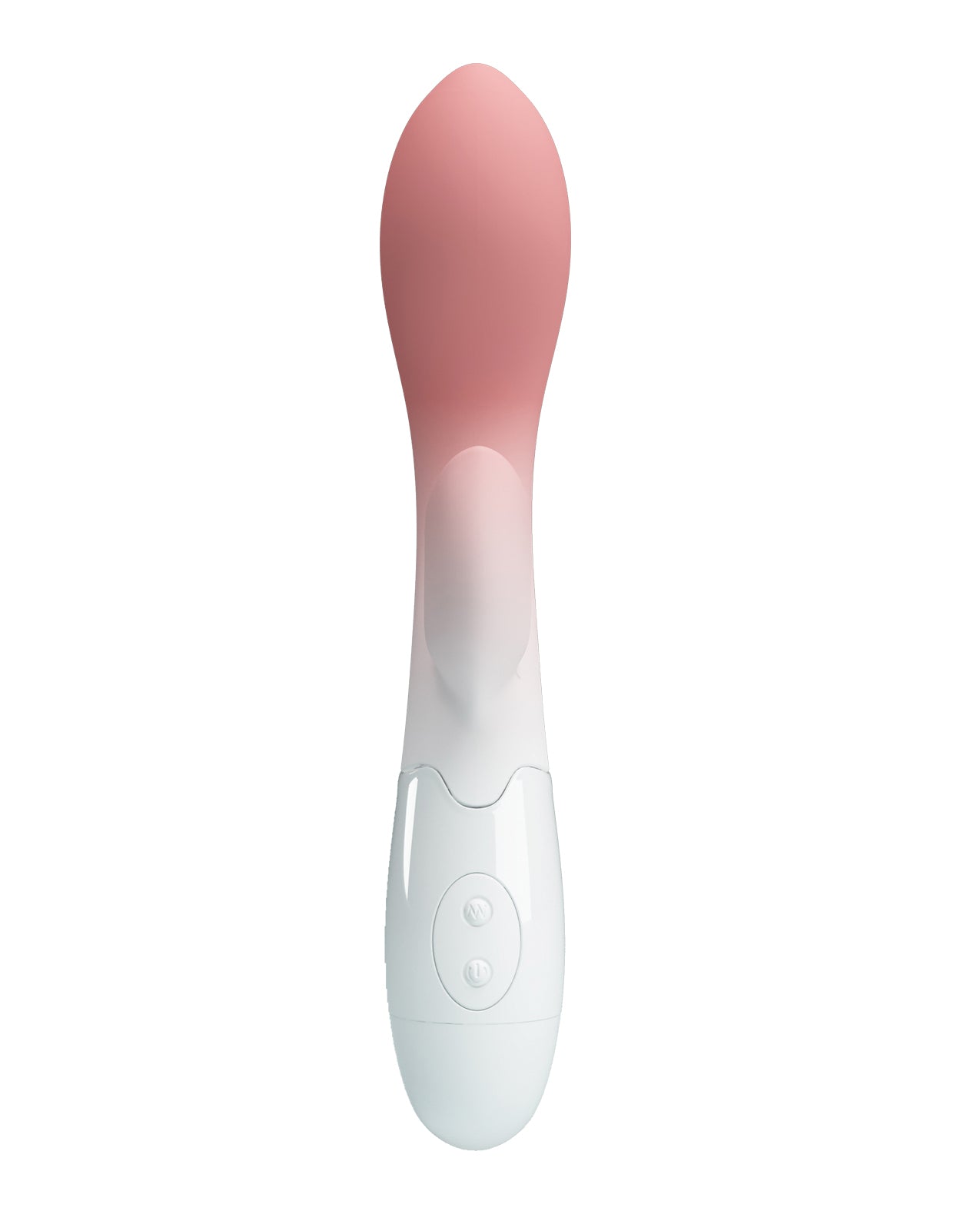 Front view of a Pink and white G-spot Rabbit Style Vibrator
