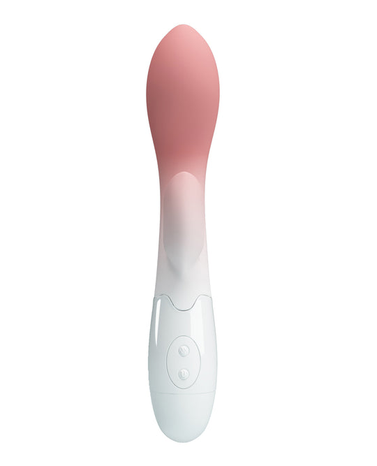 Front view of a Pink and white G-spot Rabbit Style Vibrator