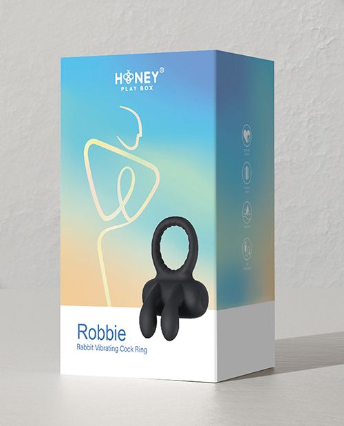 Robbie Rabbit Vibrating Cock Ring - Black Shipmysextoys