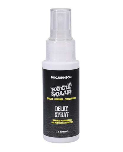 Doc Johnson Rock Solid Delay Spray bottle on a white background