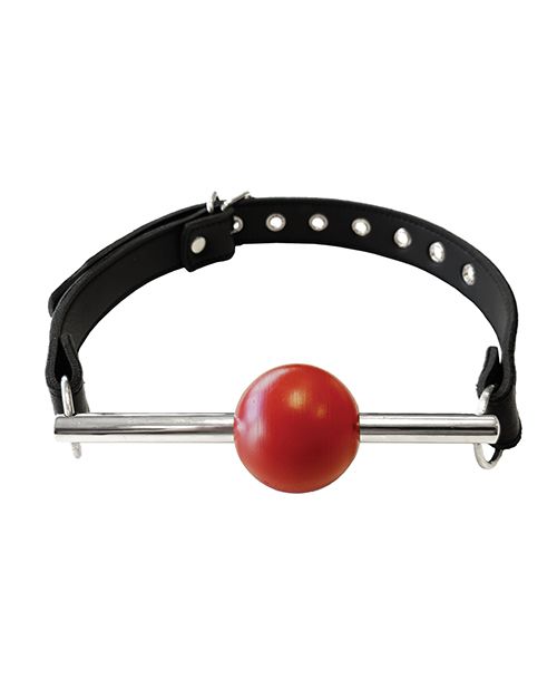 Rouge Leather Ball Gag with Stainless Steel Rod and Removable Ball Shipmysextoys