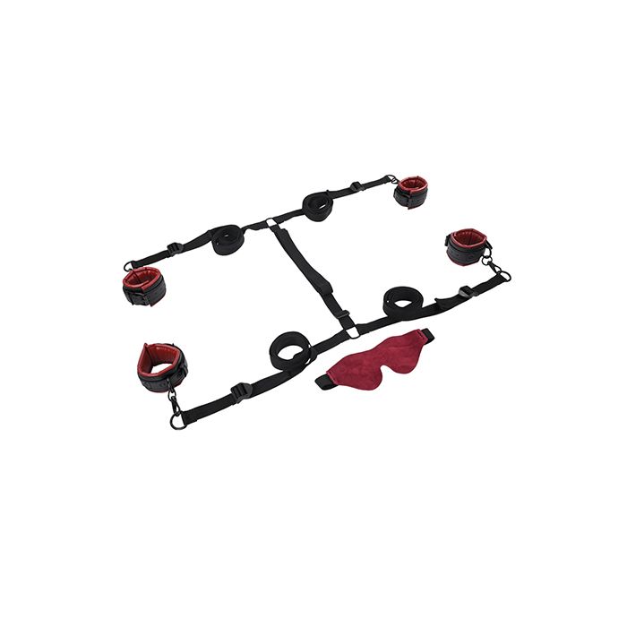 Saffron Under the Bed Adjustable Restraint System - Black and Red Shipmysextoys