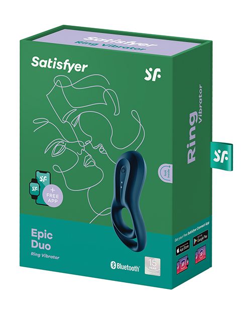 Satisfyer Epic Duo Ring Vibrator - Dark Blue Shipmysextoys