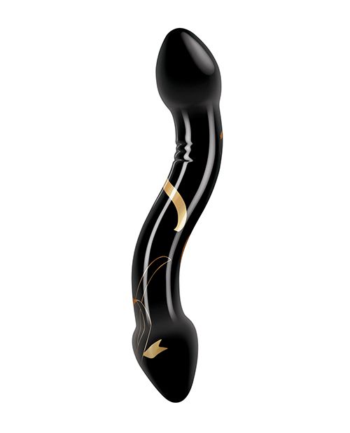 Secret Kisses 7.5" Handblown Double Ended Dildo - Black/Gold Shipmysextoys