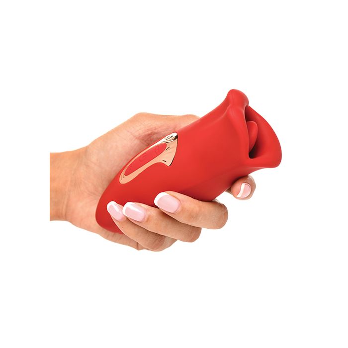 Shegasm Lickgasm Kiss + Tell Silicone Kissing & Vibrating Clitoral Stimulator - Red Shipmysextoys