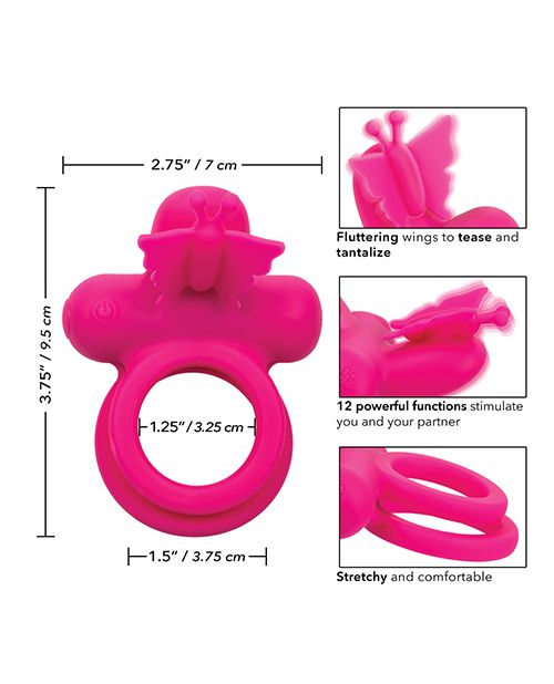 Silicone Rechargeable Butterfly Dual Ring Shipmysextoys