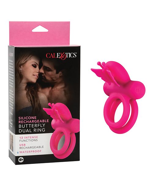 Silicone Rechargeable Butterfly Dual Ring Shipmysextoys