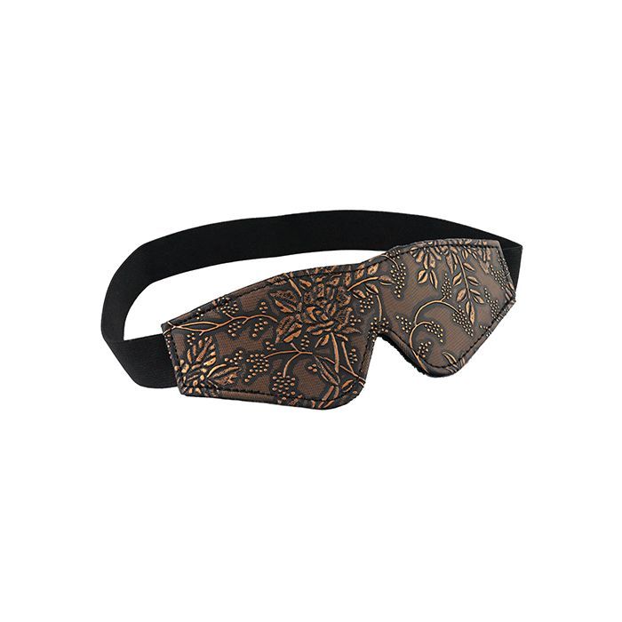 Spartacus Faux Fur Lining Blindfold - Brown Floral Print Shipmysextoys