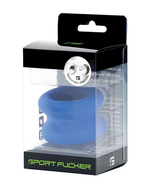 Sport Fucker Muscle Silicone Ball Stretcher - Blue Shipmysextoys