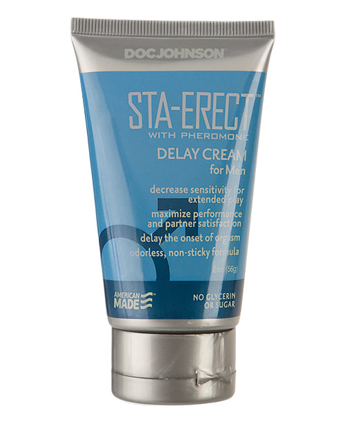 Tube of Sta-Erect delay cream for men on a white background