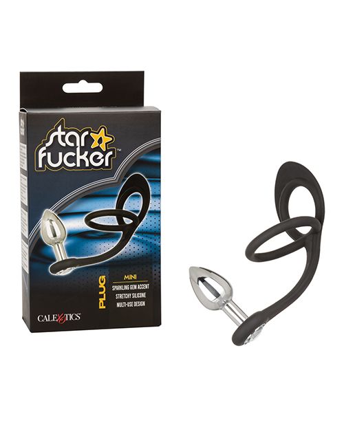 Star Fucker Mini Gem Plug w/Silicone Enhancer - Black Shipmysextoys